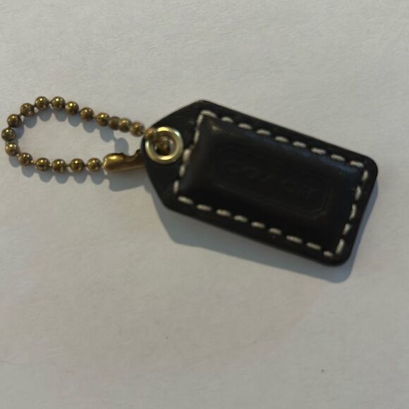 COACH Black  Leather Keychain - Picture 1 of 3